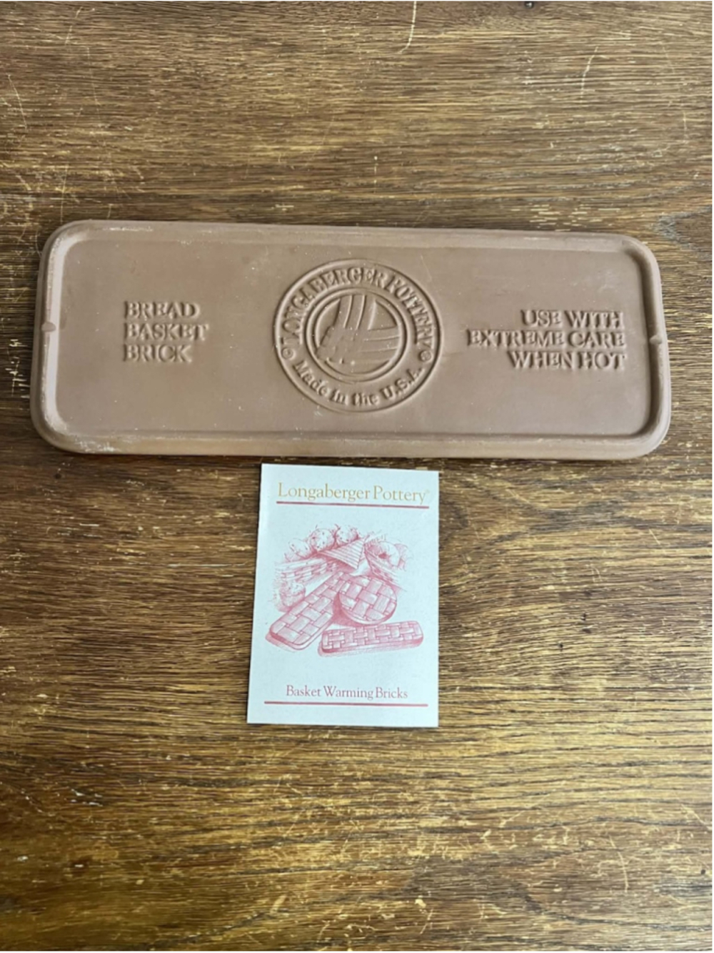 Longaberger Pottery Bread Basket Brick Warming Brick Original Insert USA Made